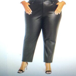 Black Faux Leather Pants Plus Size High Rise Straight Leg